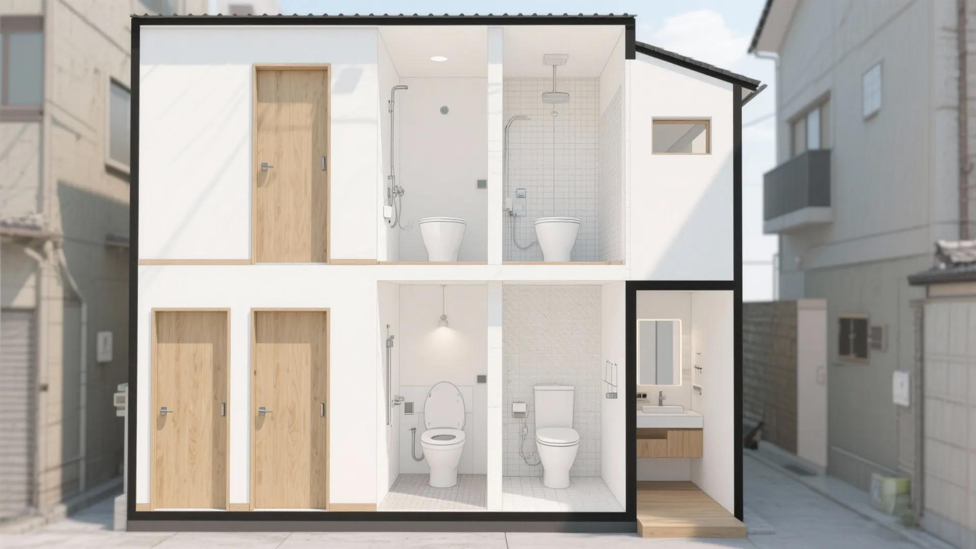 Tips 3: 水回りは“背中合わせ配置”で配管と音を最短化（動線規整・東京小户型）