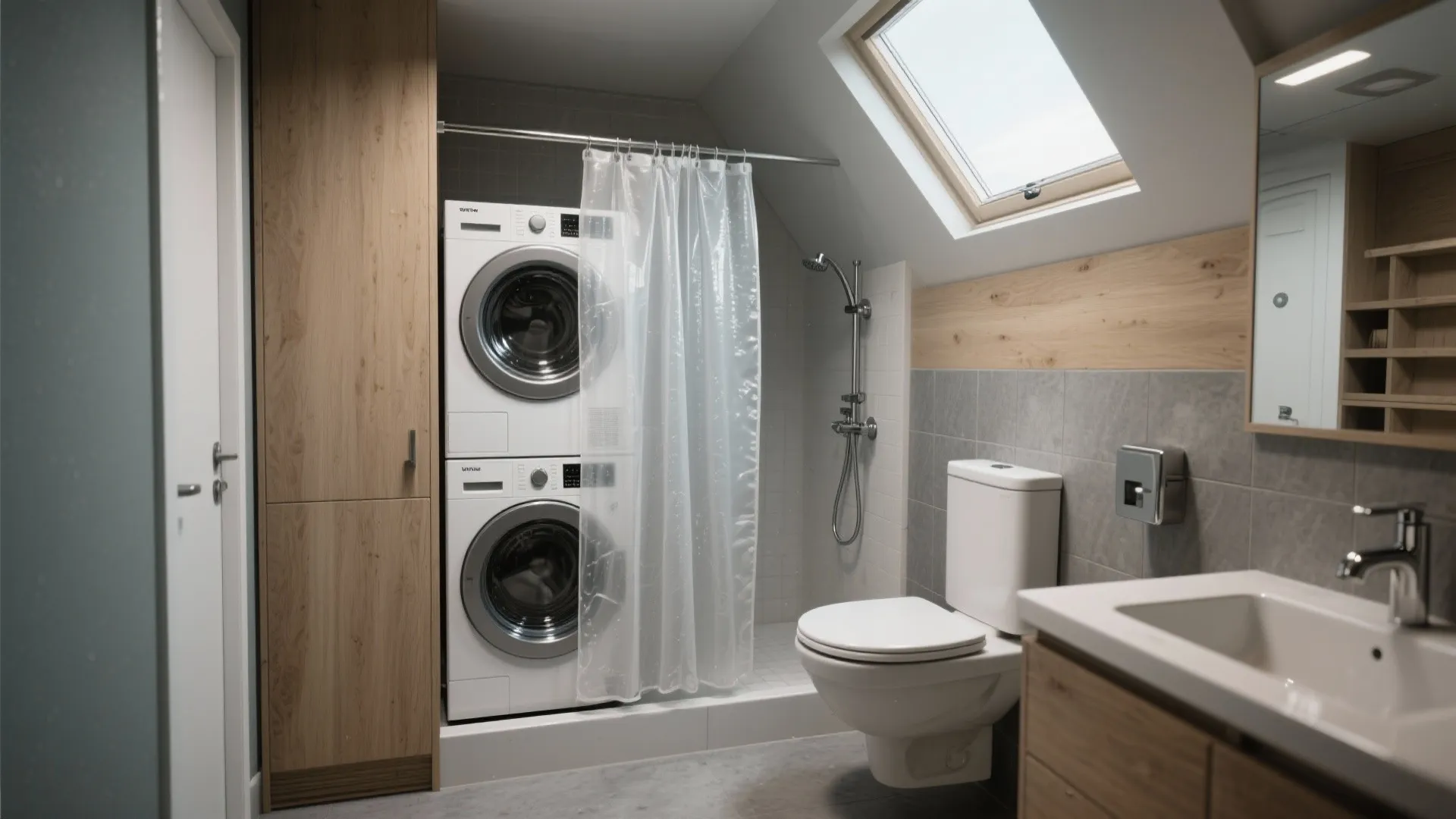 1. Wet Bath with Slide-out Laundry Stack