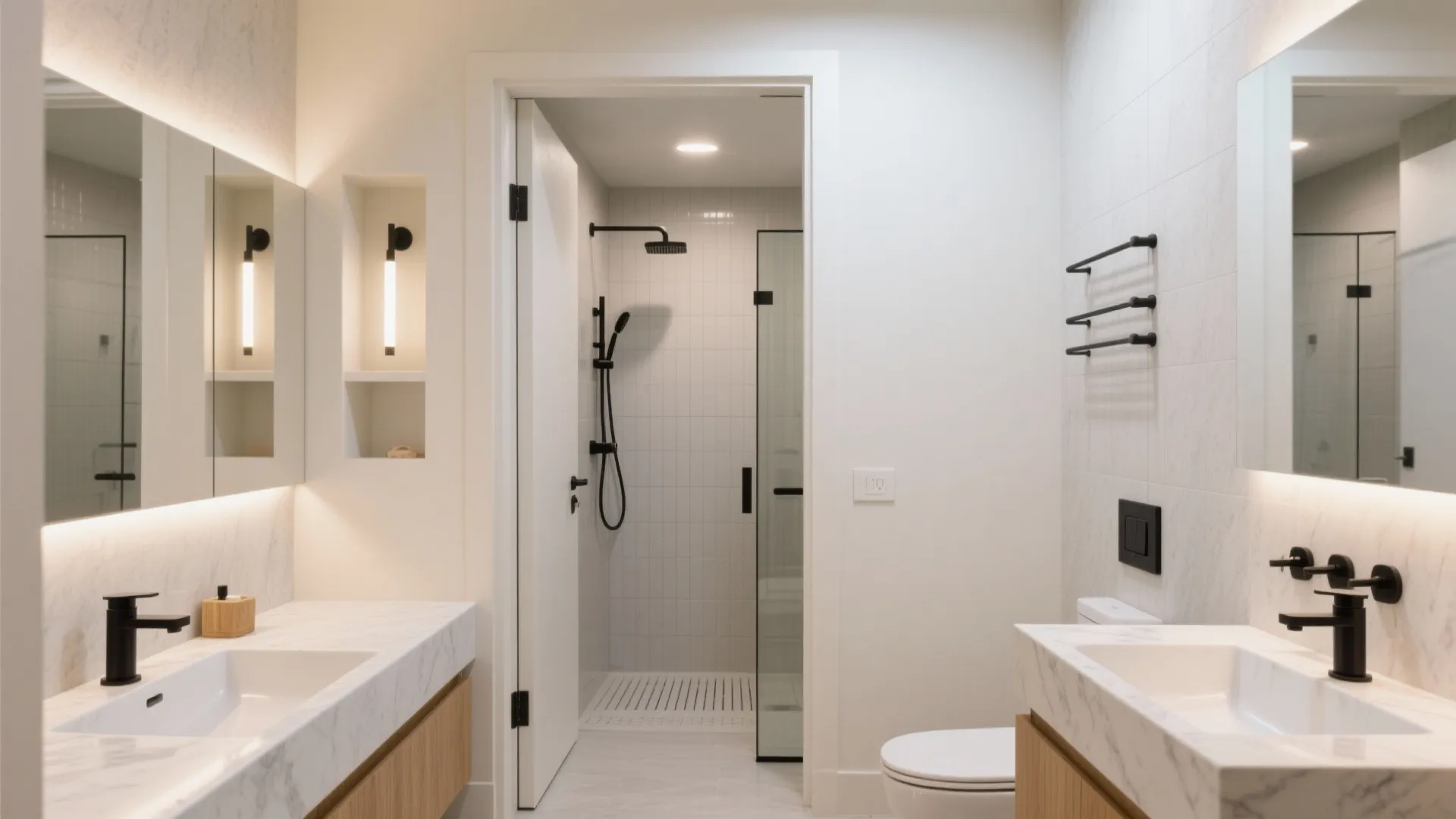 4) Two bathrooms with wet-dry separation and privacy stacking
