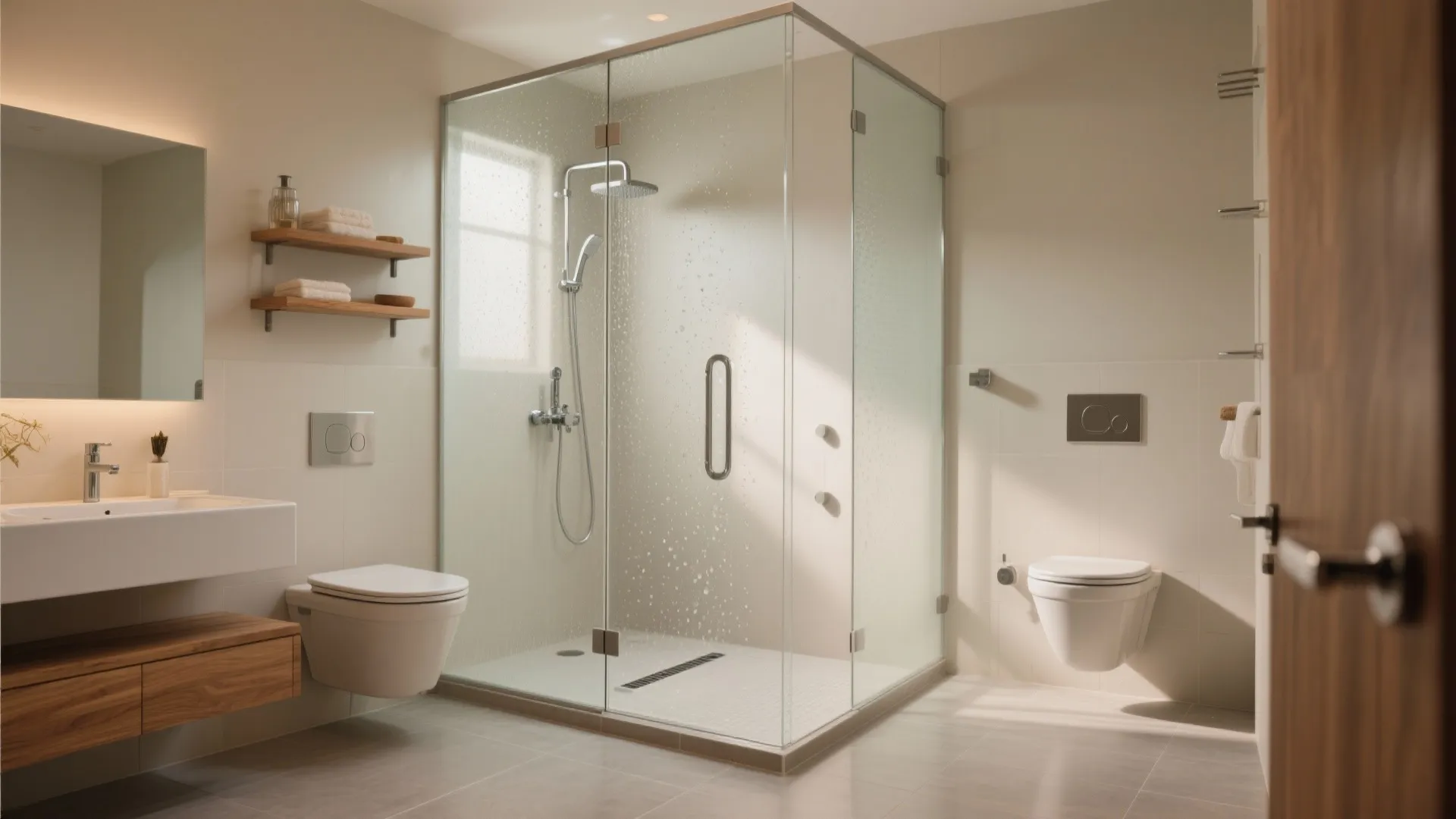 Wet-Dry Separation with a Slim Glass Partition