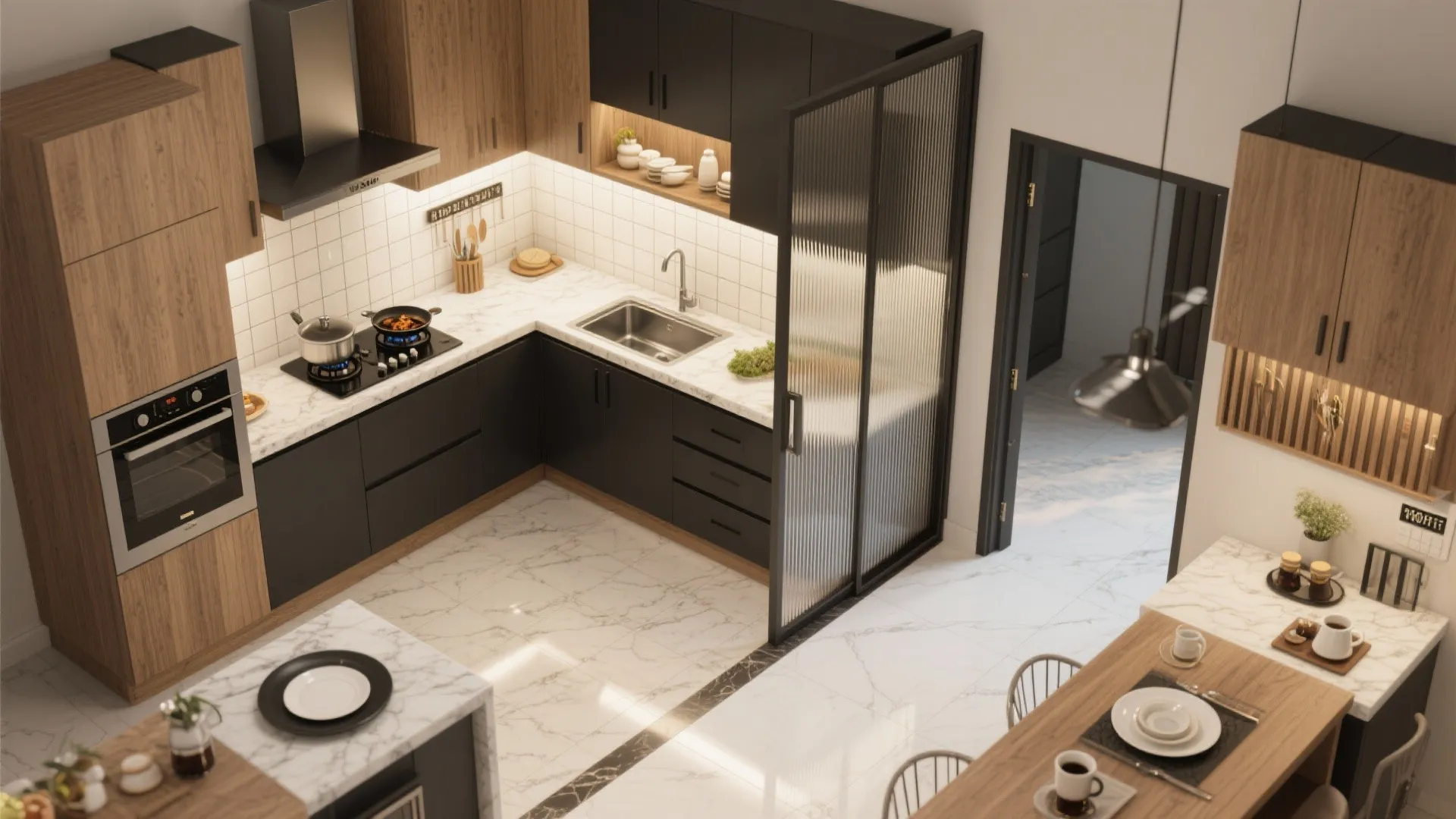 Wet-and-dry kitchen separation that works for Indian cooking