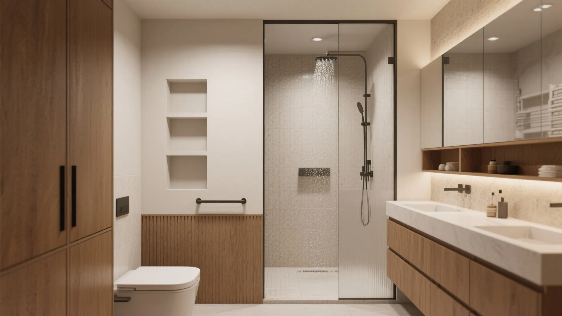 3. Wet-dry zoning with recessed niches