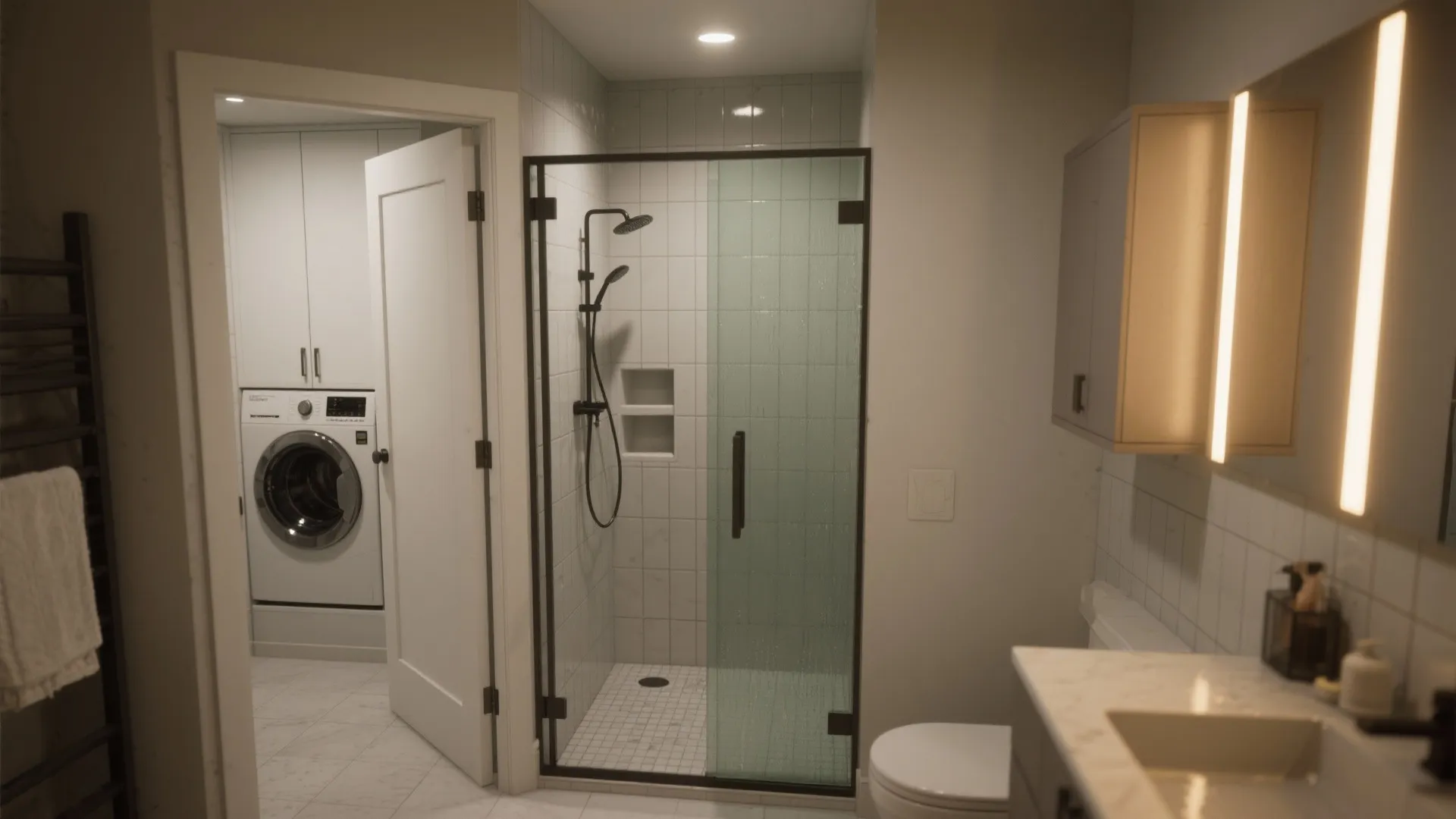 2. Wet-dry separation with sliding or pocket doors