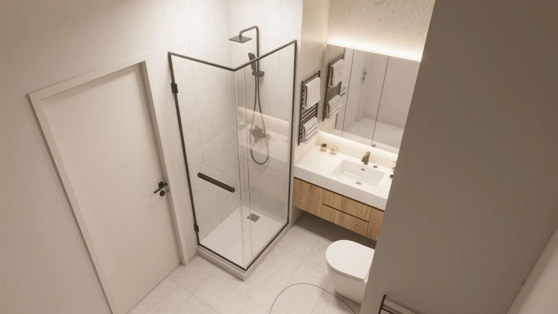 Smart layout: wet–dry zoning + pocket door