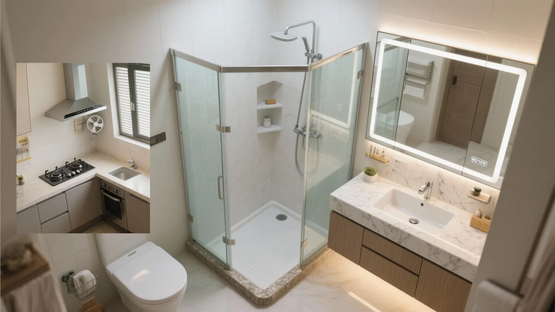 Smart wet-dry segregation for kitchen and bath