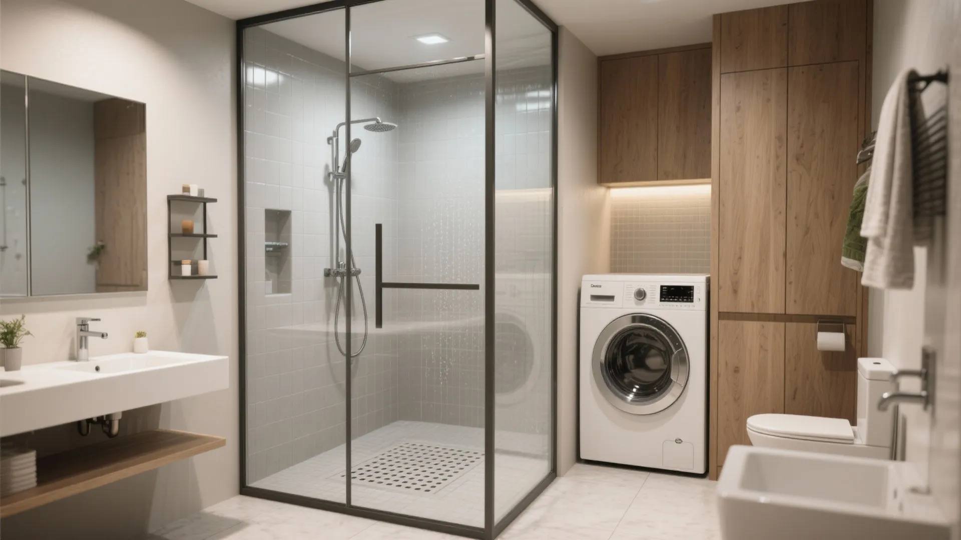 2. Wet-dry separation with a shared utility zone