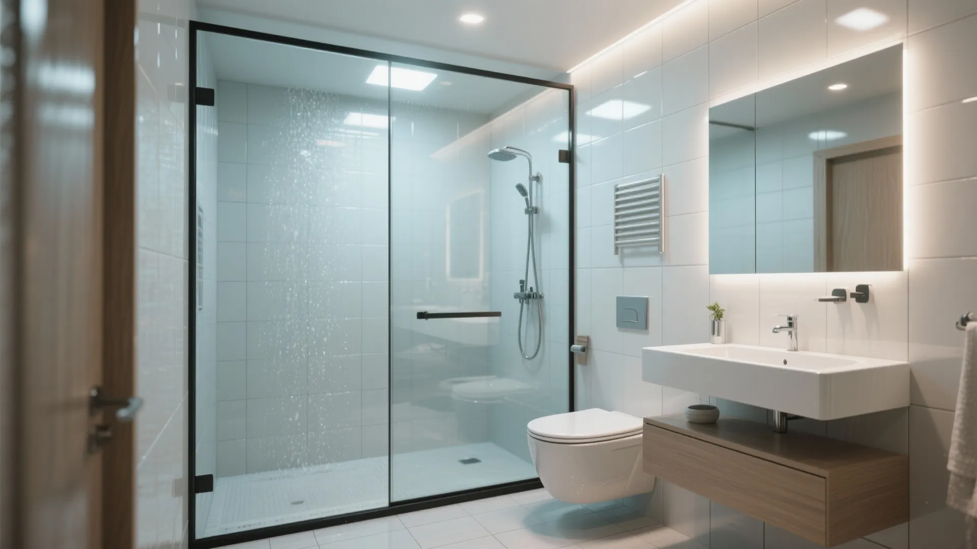 3. Wet-dry zoning in tiny bathrooms