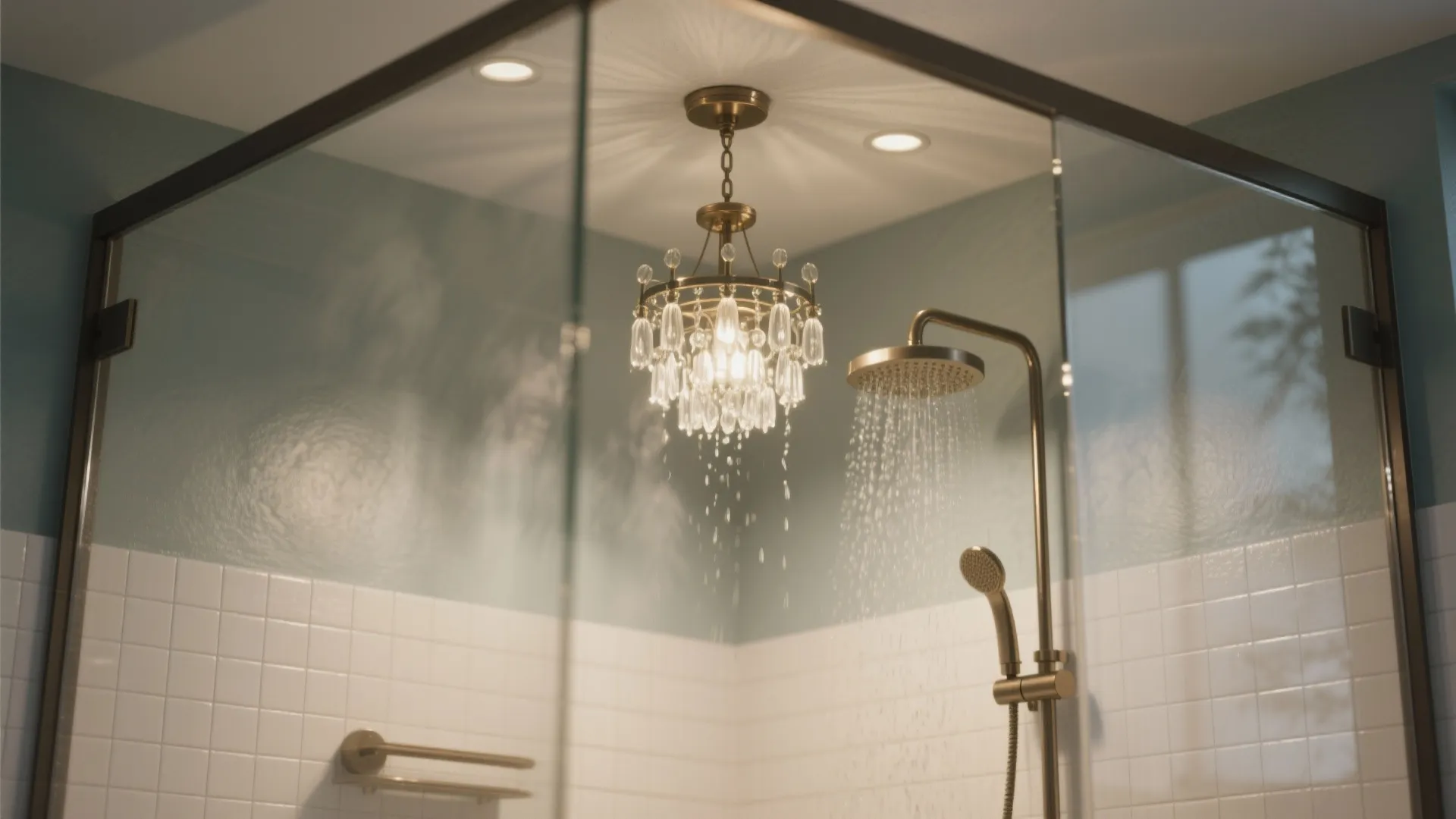 4. Waterproof mini chandelier in the shower zone