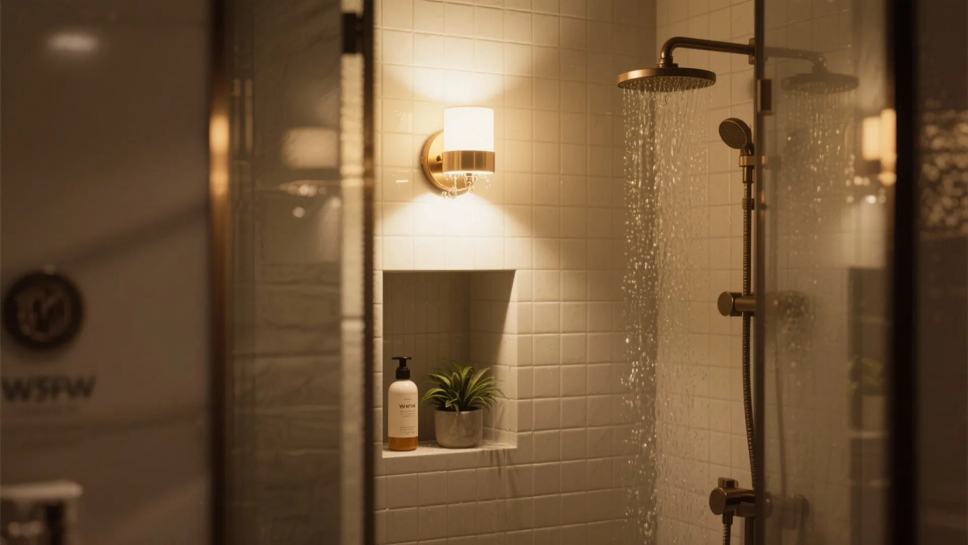 2. Wet-Rated Wall Lights Above the Shower