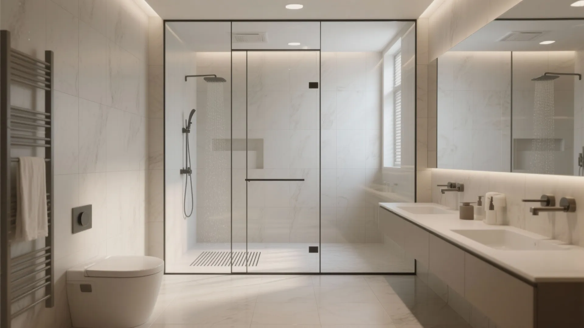 Walk-in wet room design for small bathroom space
