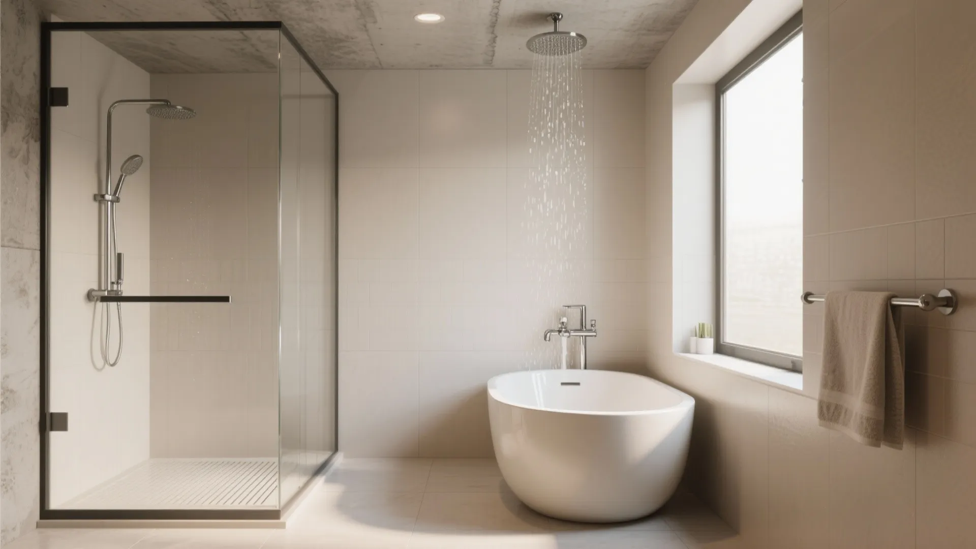 Wet room with a freestanding tub