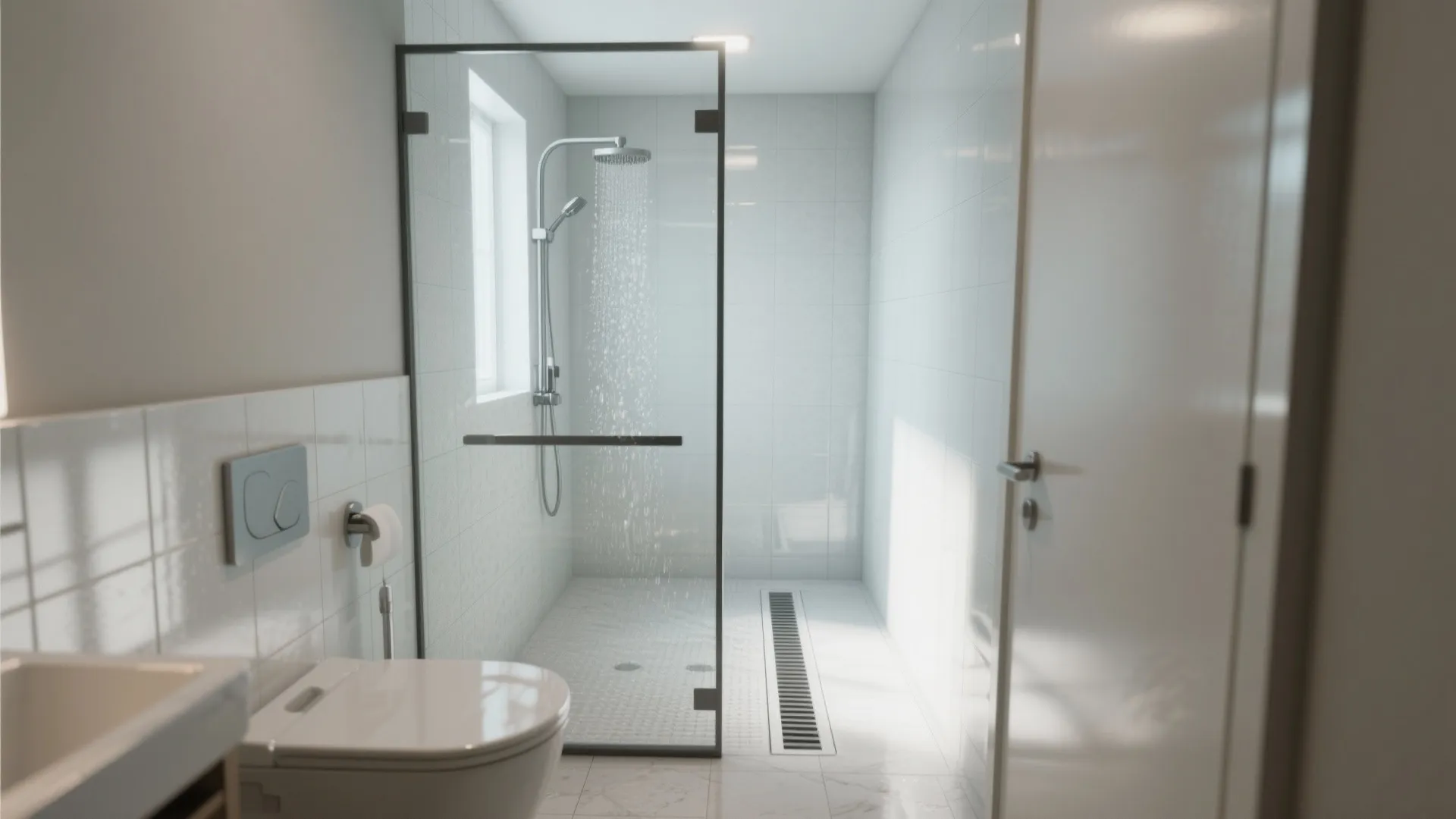1. Glass shower with wet-room feel