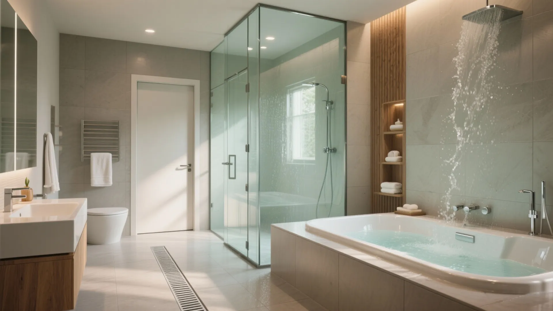 Tip 3: Wet Room With Glass and a Linear Drain
