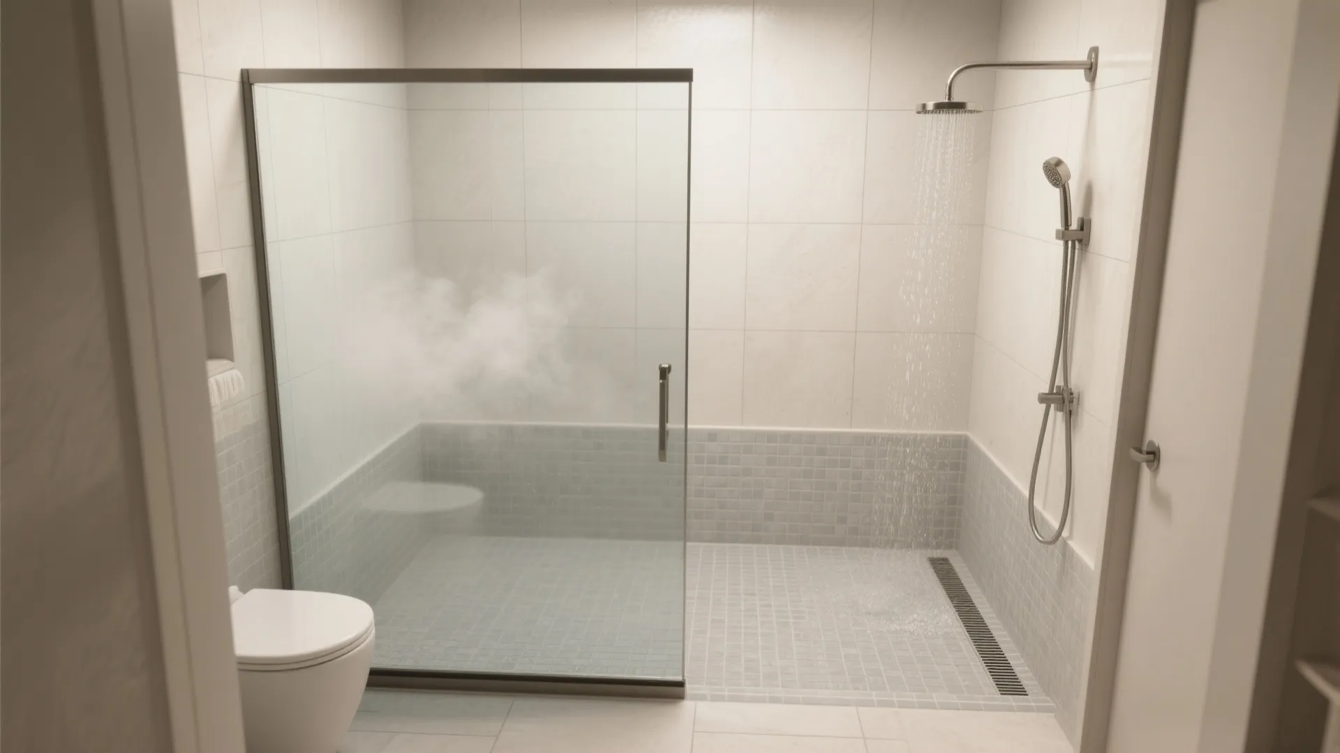 Idea 2: Go “wet room” with a single slope and linear drain