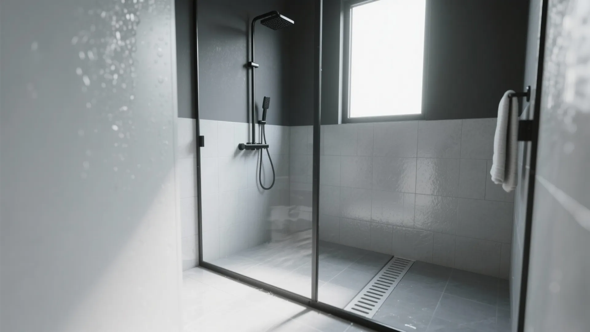 1. Wet-room style with a linear drain