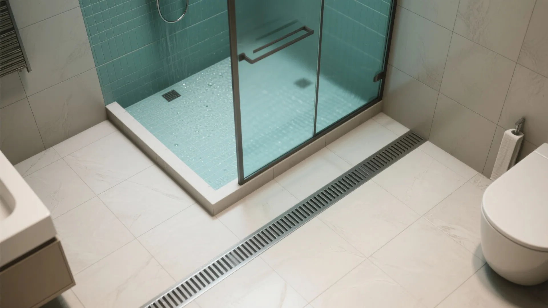 3. Wet-room styling with linear drain