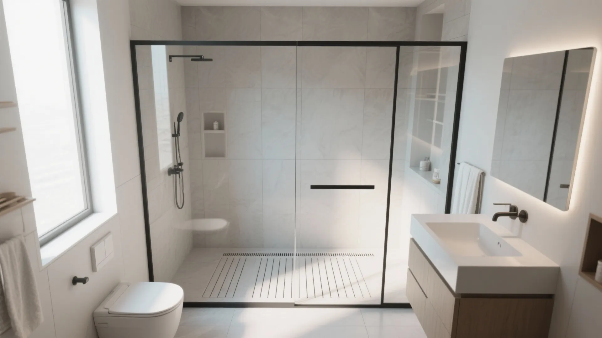 2. Wet-room shower to save footprint