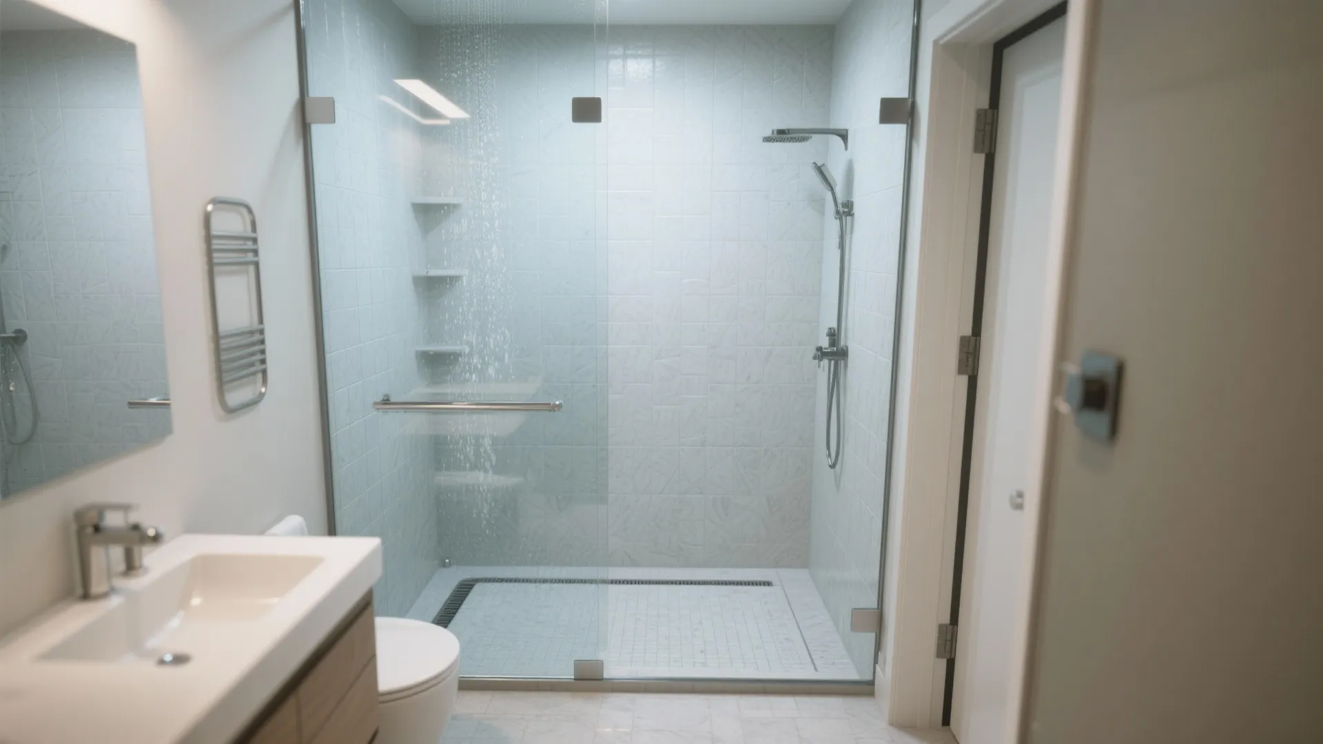 1. Wet-room shower for visual openness