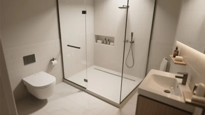 Modern Bathroom Design with Frameless Glass Shower