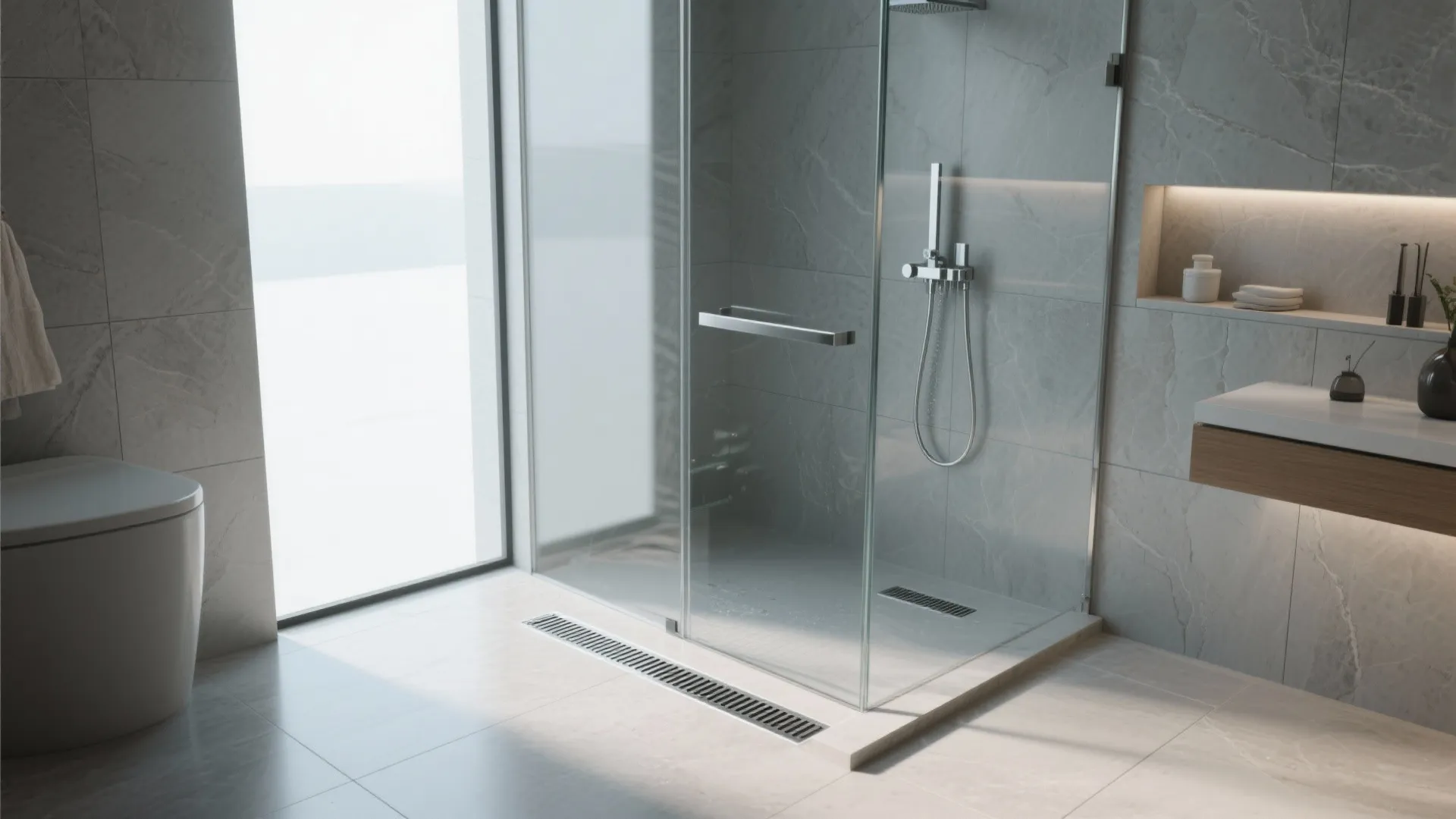 4. Fixed glass panel (wet-room screen)