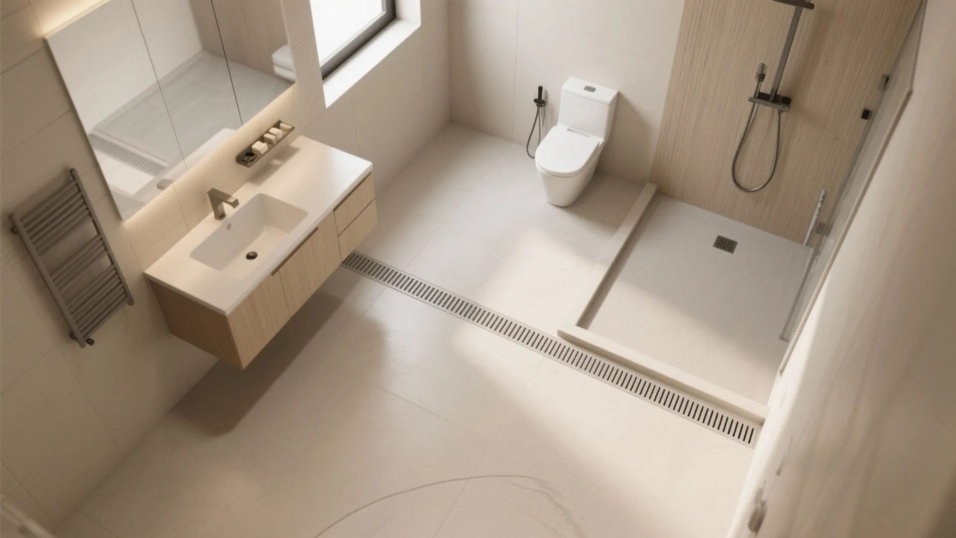 One-Wall Wet Room Layout