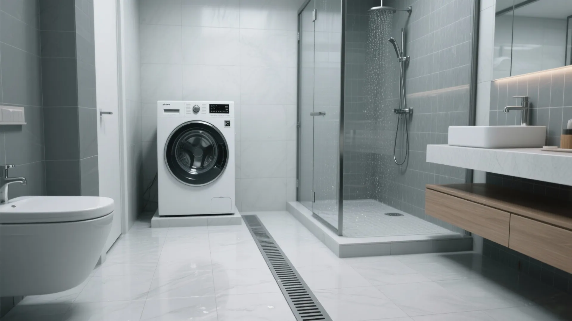 2. Wet-room style: wet and laundry-friendly flooring