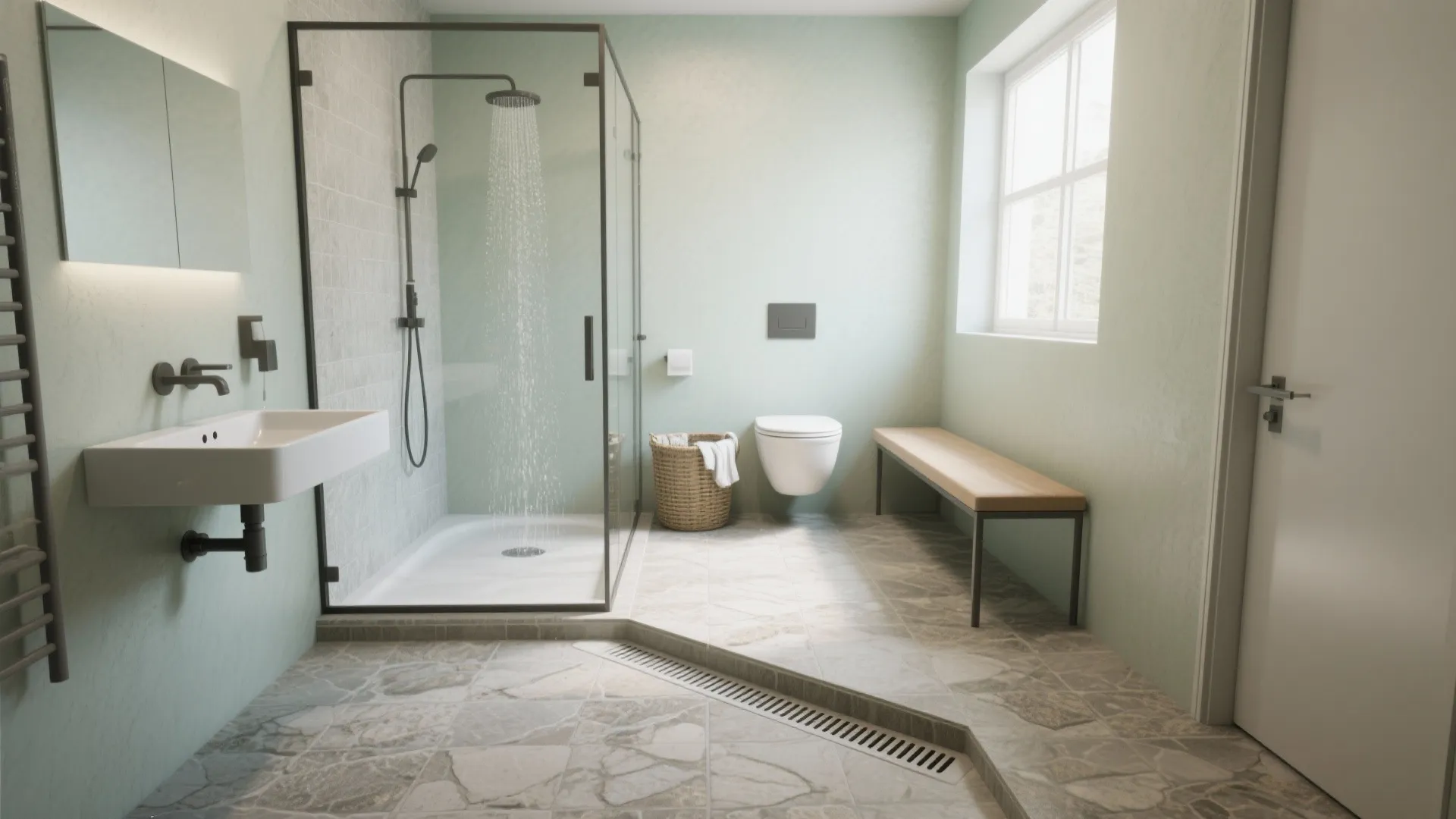 Wet-Room Layout for Micro Footprints