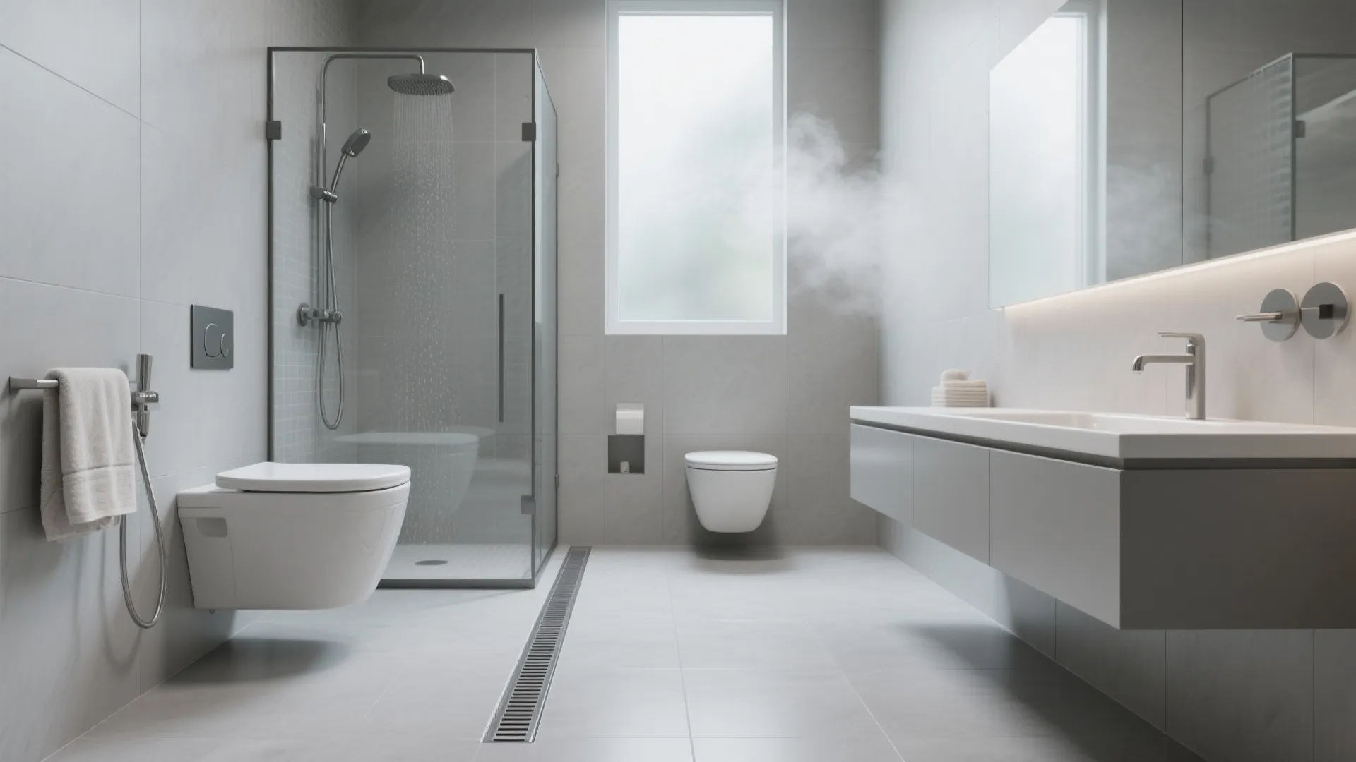 Wet room zoning with smart drainage