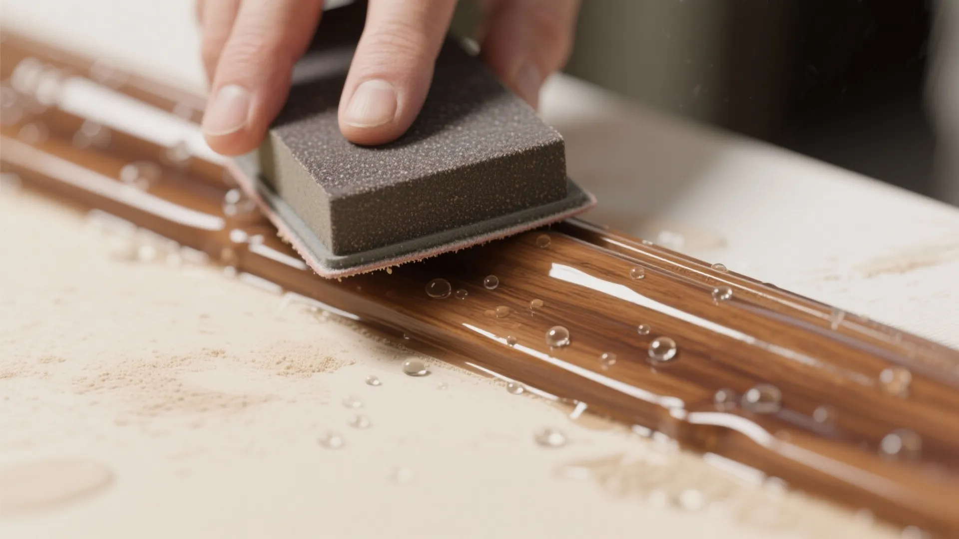 3. Wet sanding for lacquered trims and high-gloss sections