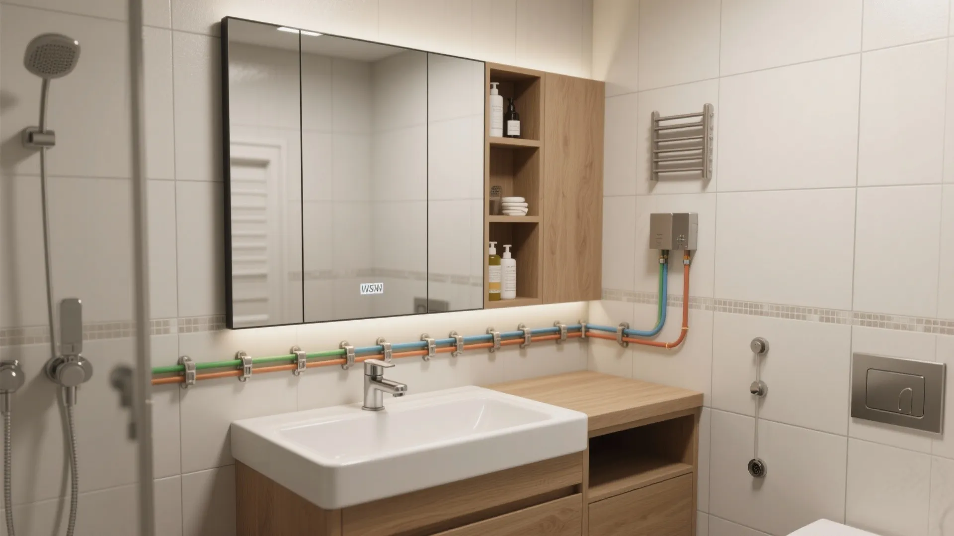 Wet wall routing and access panel strategy