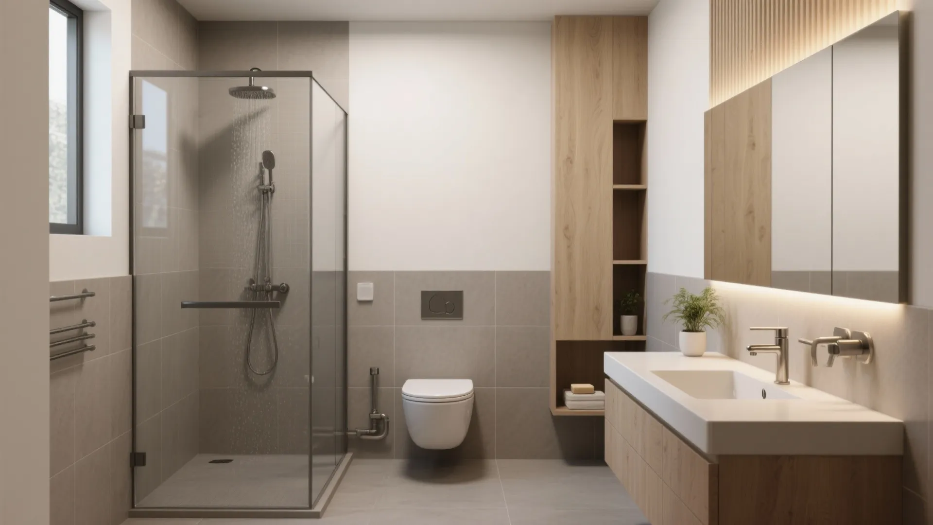 1) Line everything up on one wet wall