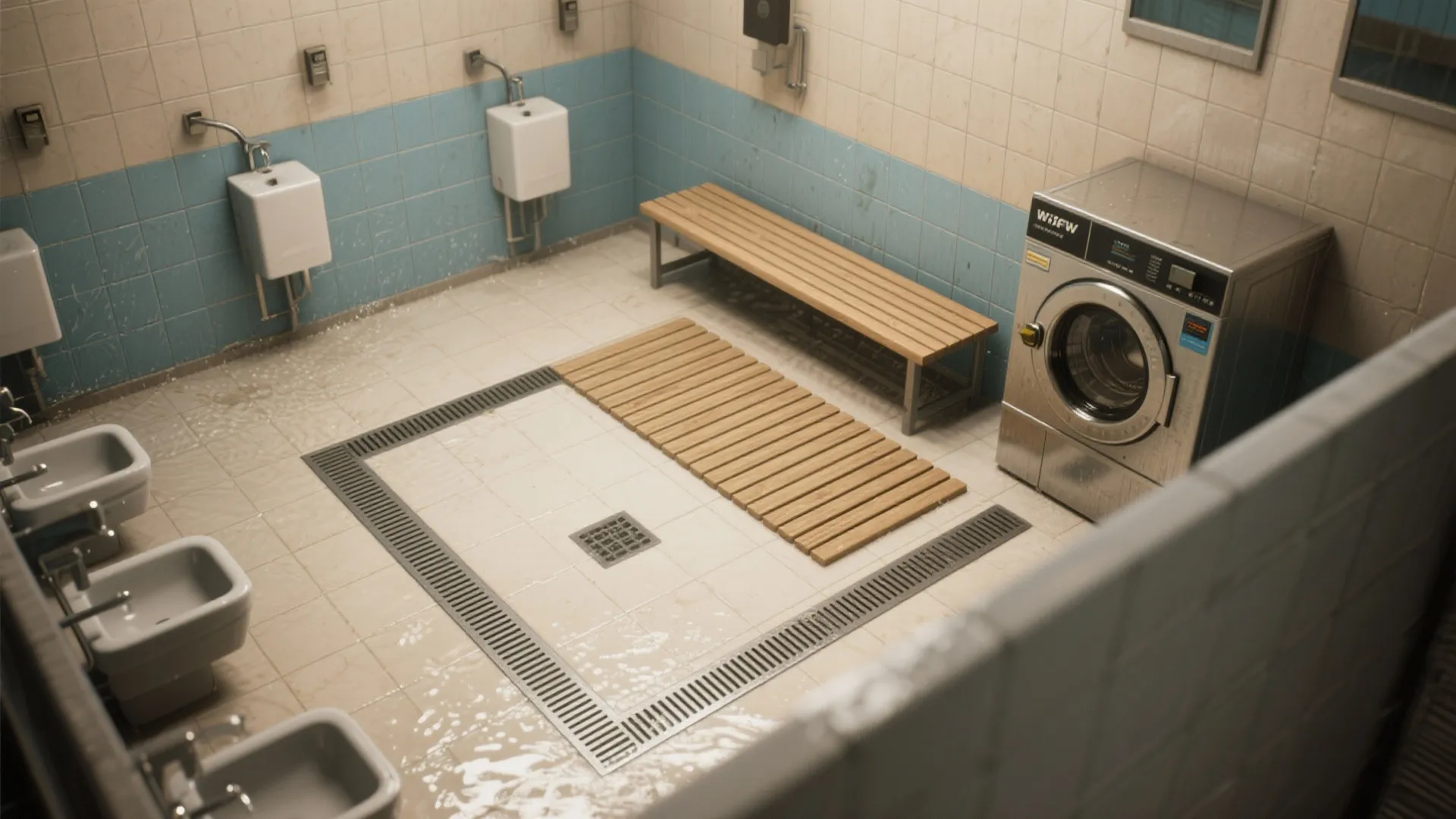 3. Shared wet-zone with a waterproof bench