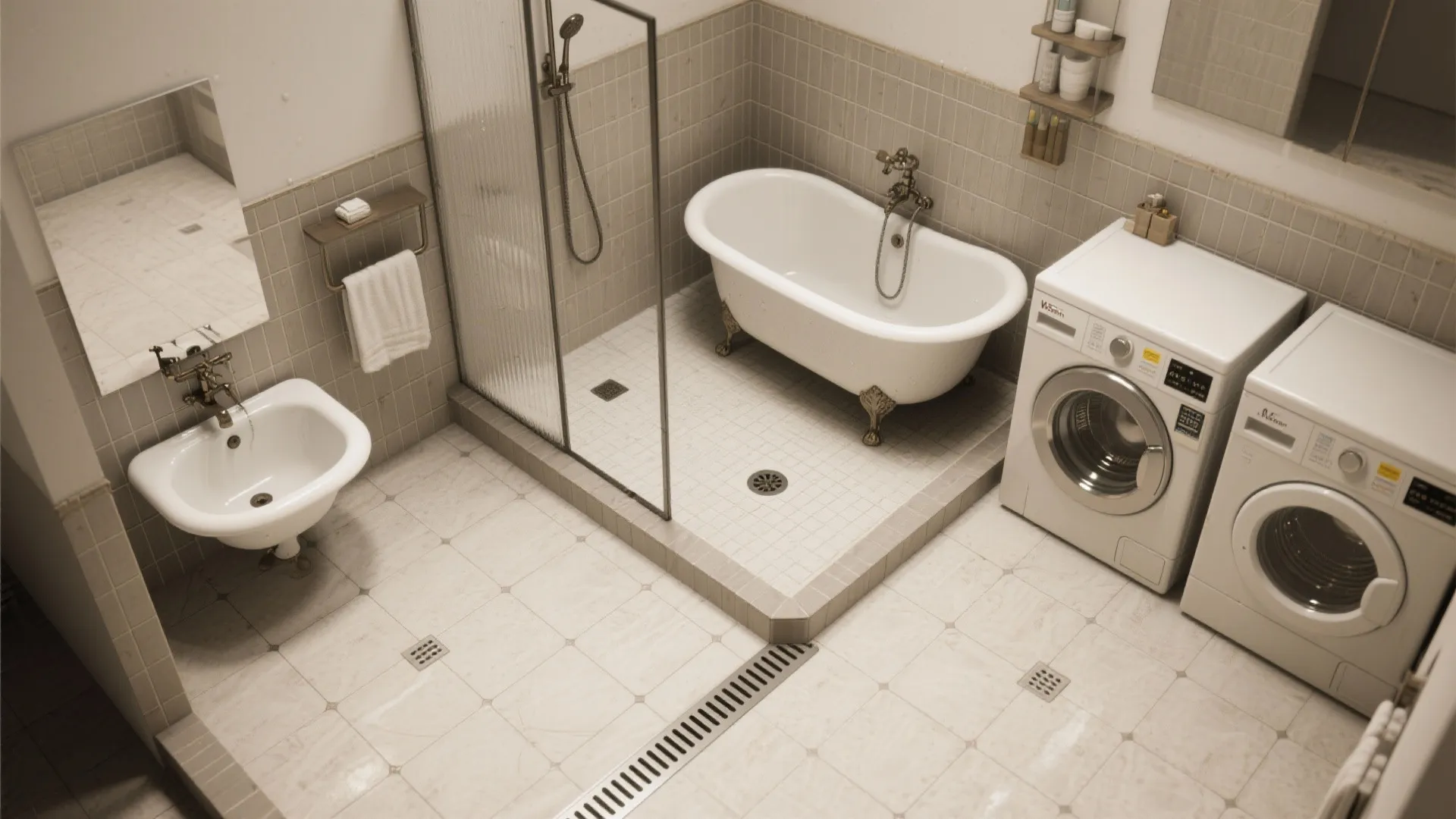 2. Wet-Zone Strategy: Shared Drain and Waterproofing