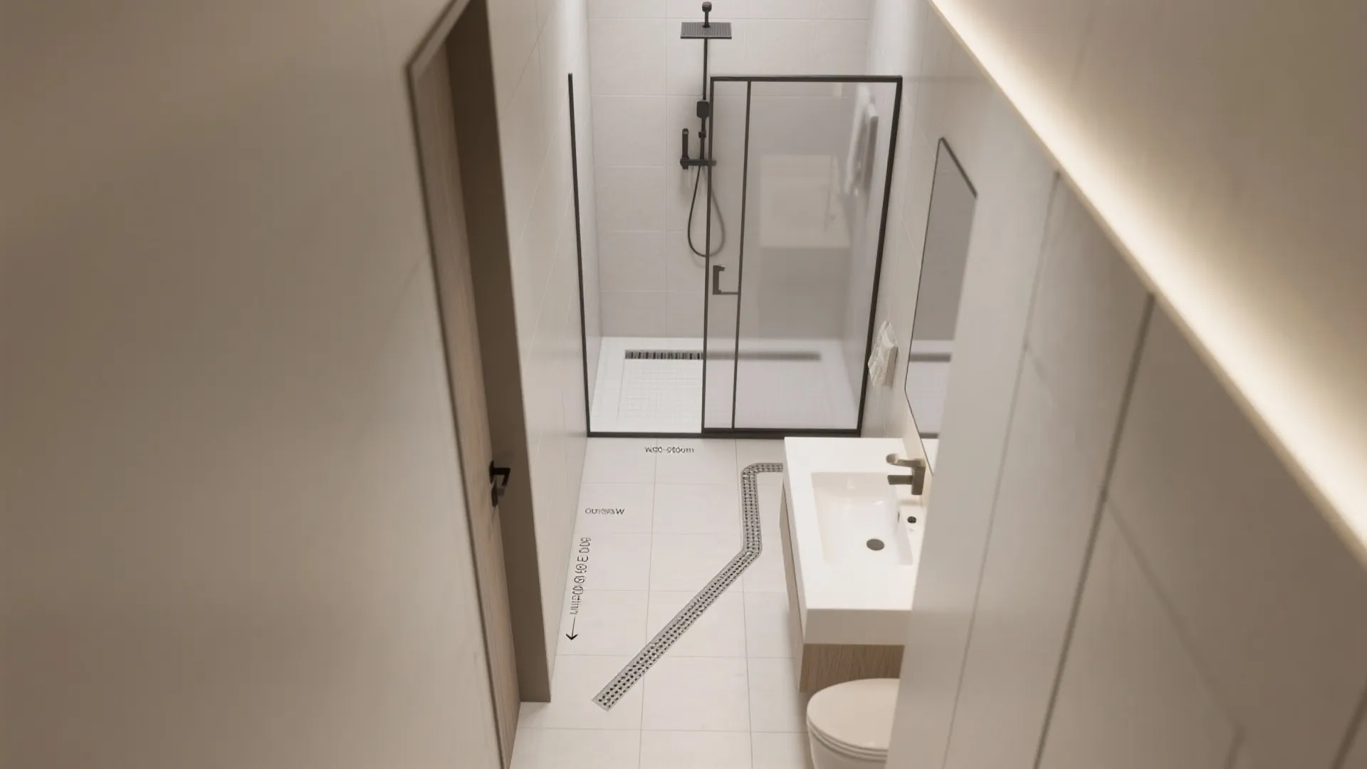 Idea 2: Glass, Light, and a Seamless Wet Zone