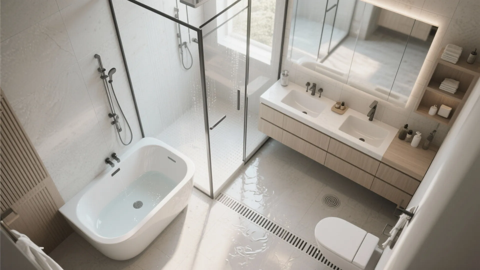 3. Combine a deep tub with a wet-room style shower