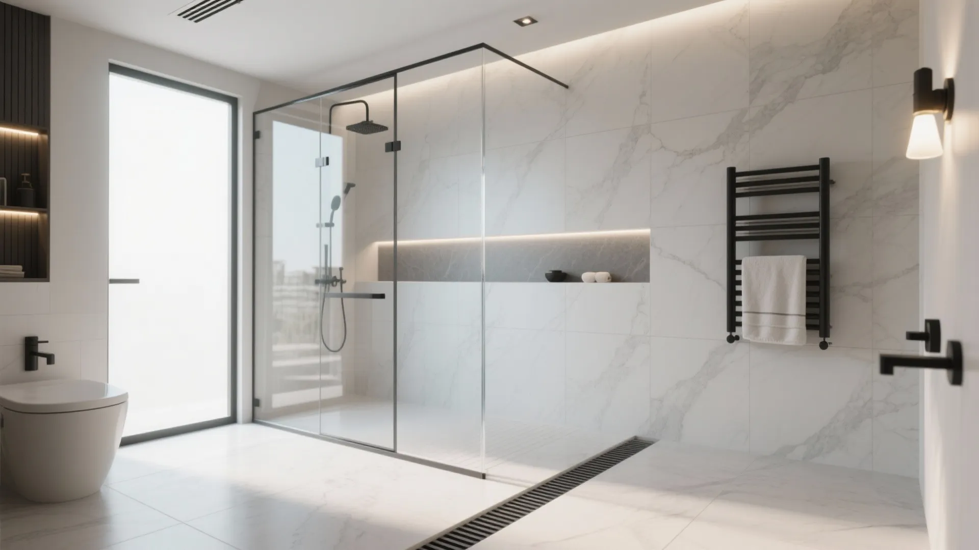 Wet Room Fixed Panel and Drain Strategy