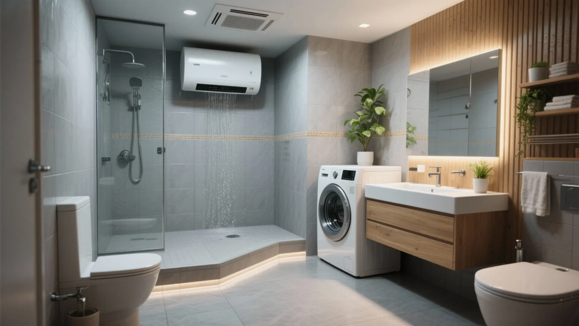 4. Combined Bathroom-Laundry Wet Room