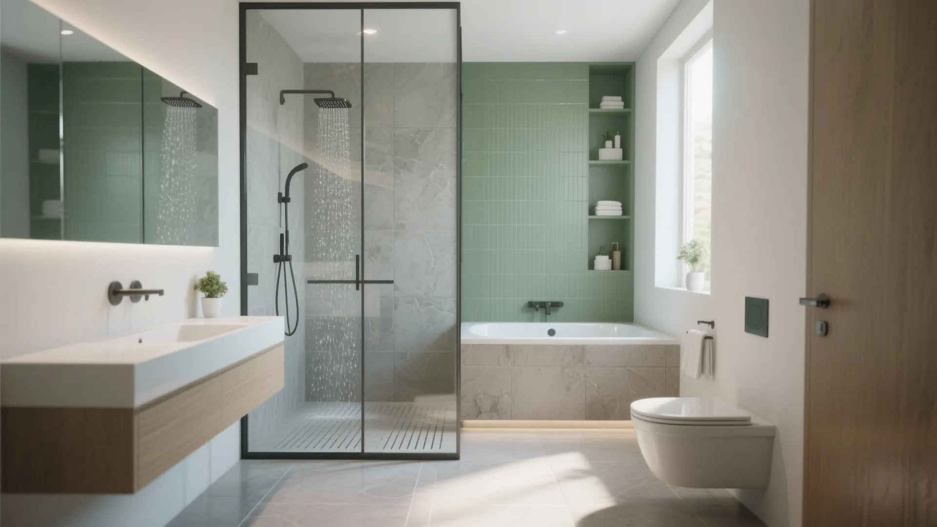 2. Wet-room style shower-bath combo