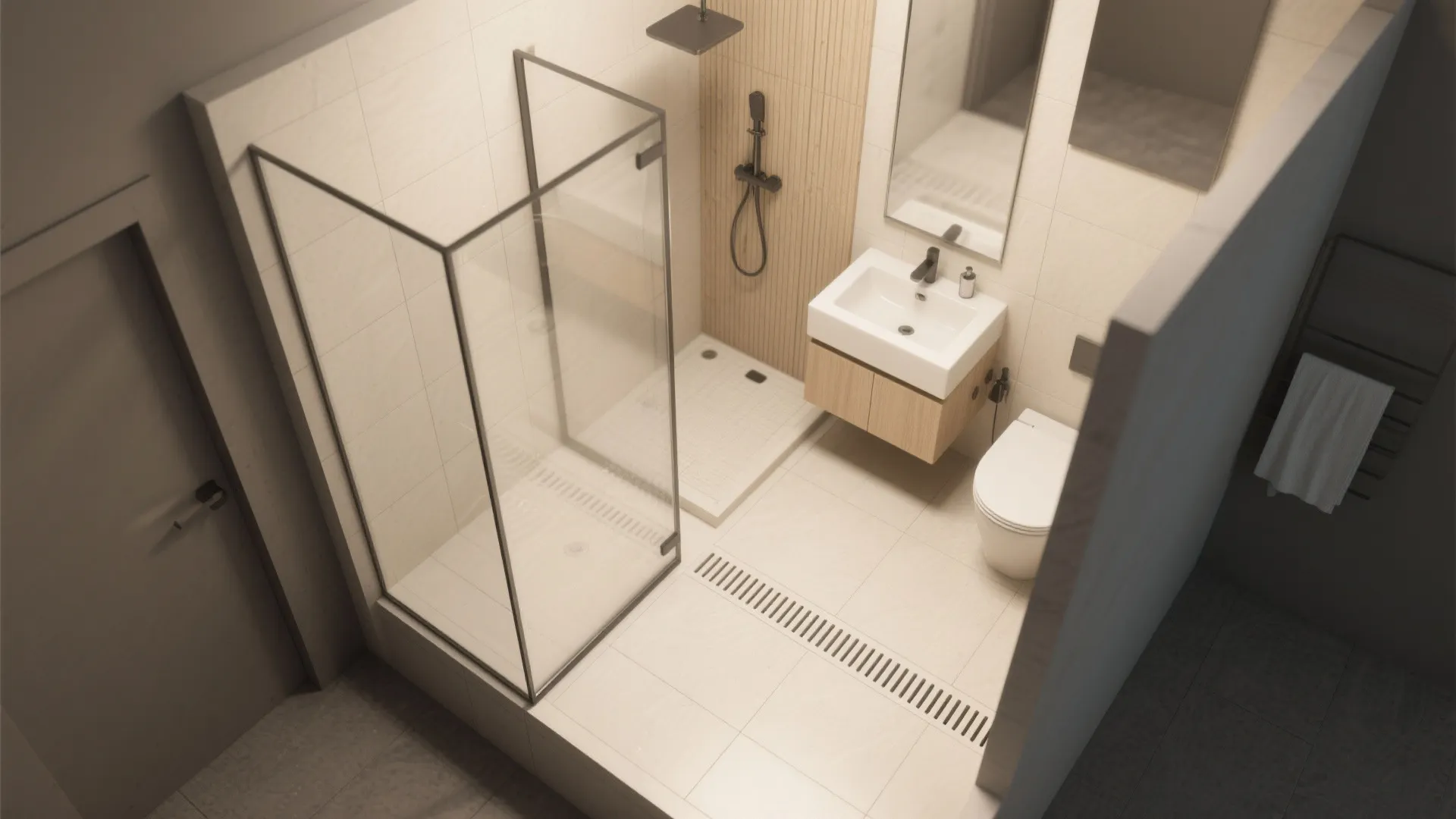Micro Wet Room with Linear Drain