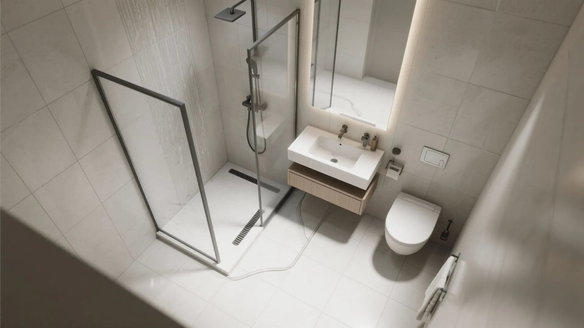 Walk-In Wet Room with a Fixed Glass Panel