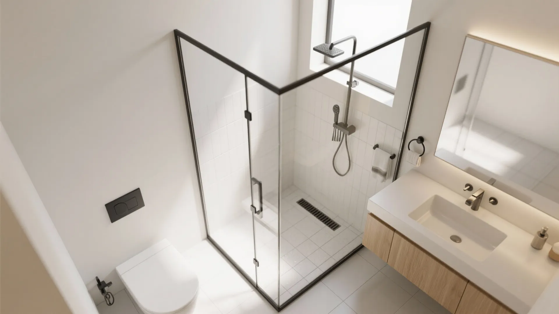 Wet Room Layout with a Single Panel