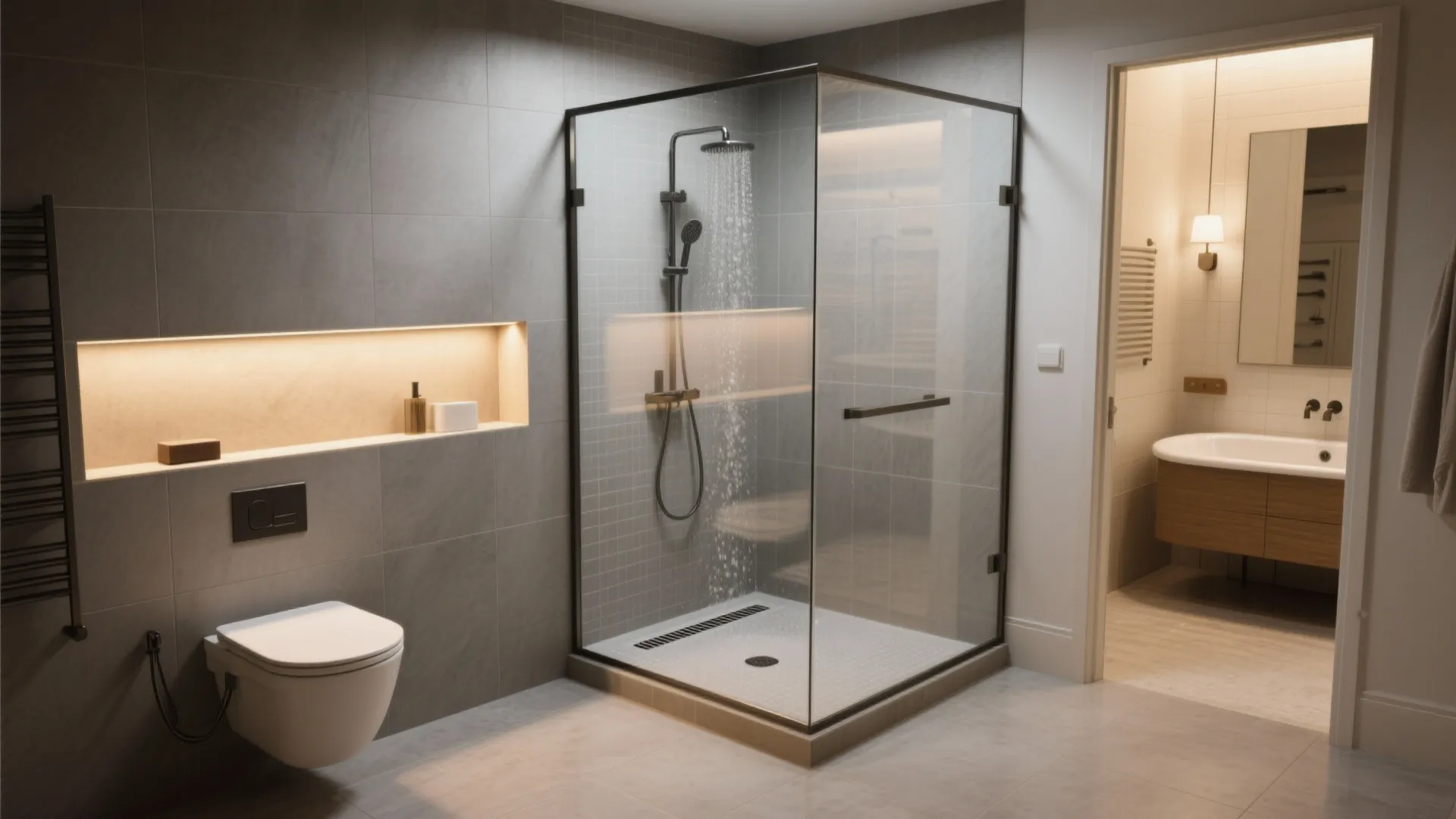 2. Wet Room + Walk-in Shower Combo