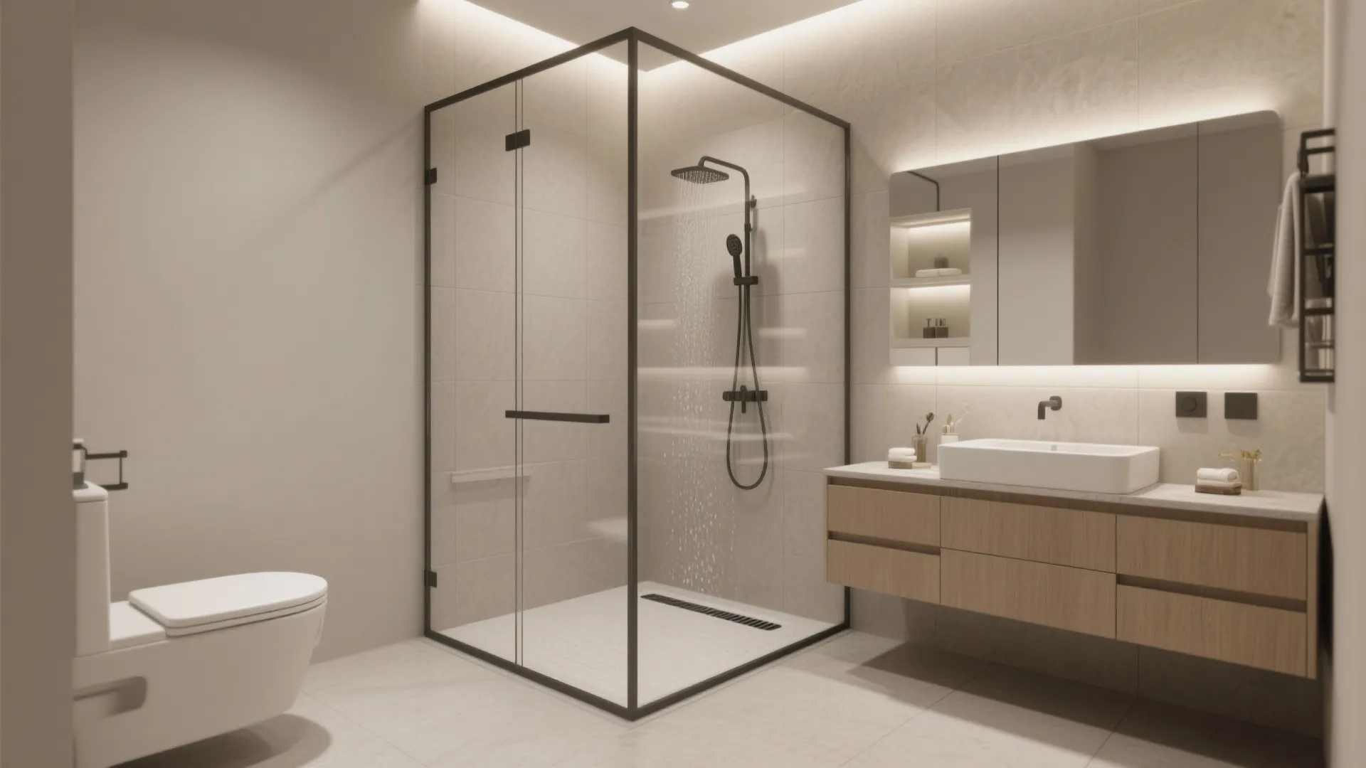 Compact Bathroom with Wet-Zone Design