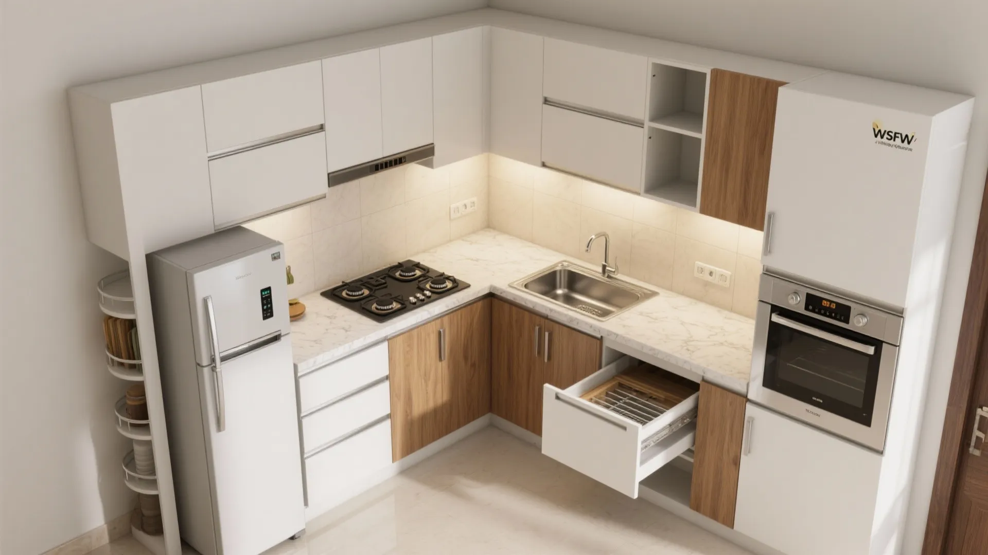 2) Smart Modular Kitchen: Triangle Without Traffic