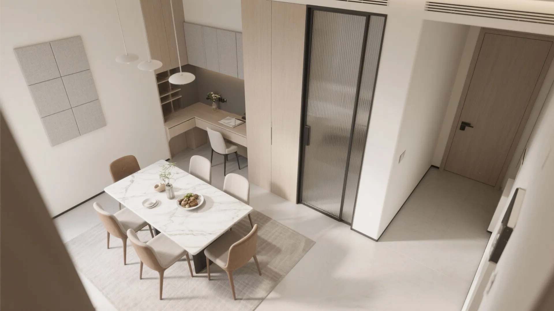 Flexible study-work nook off the dining