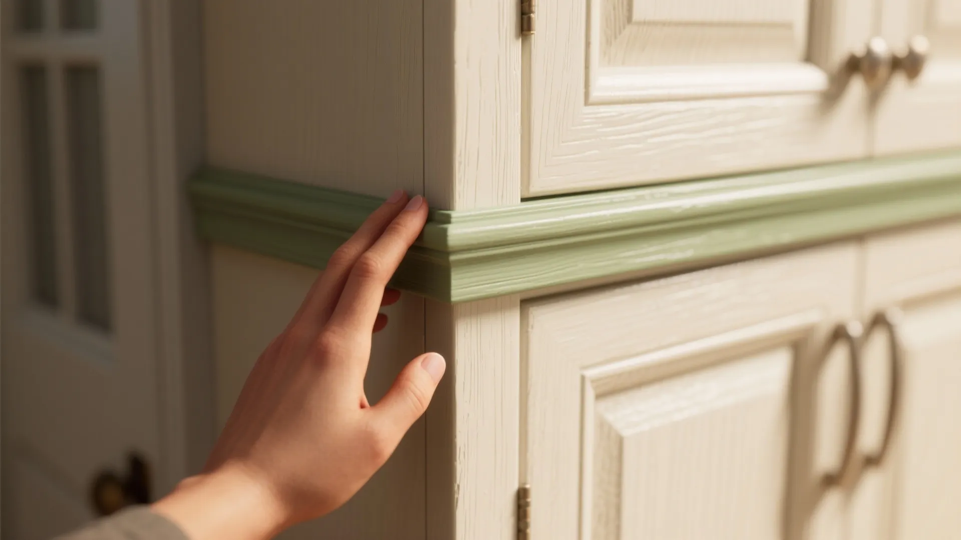 Close-up of durable paint finish on cabinet and trim to show where to invest in quality.