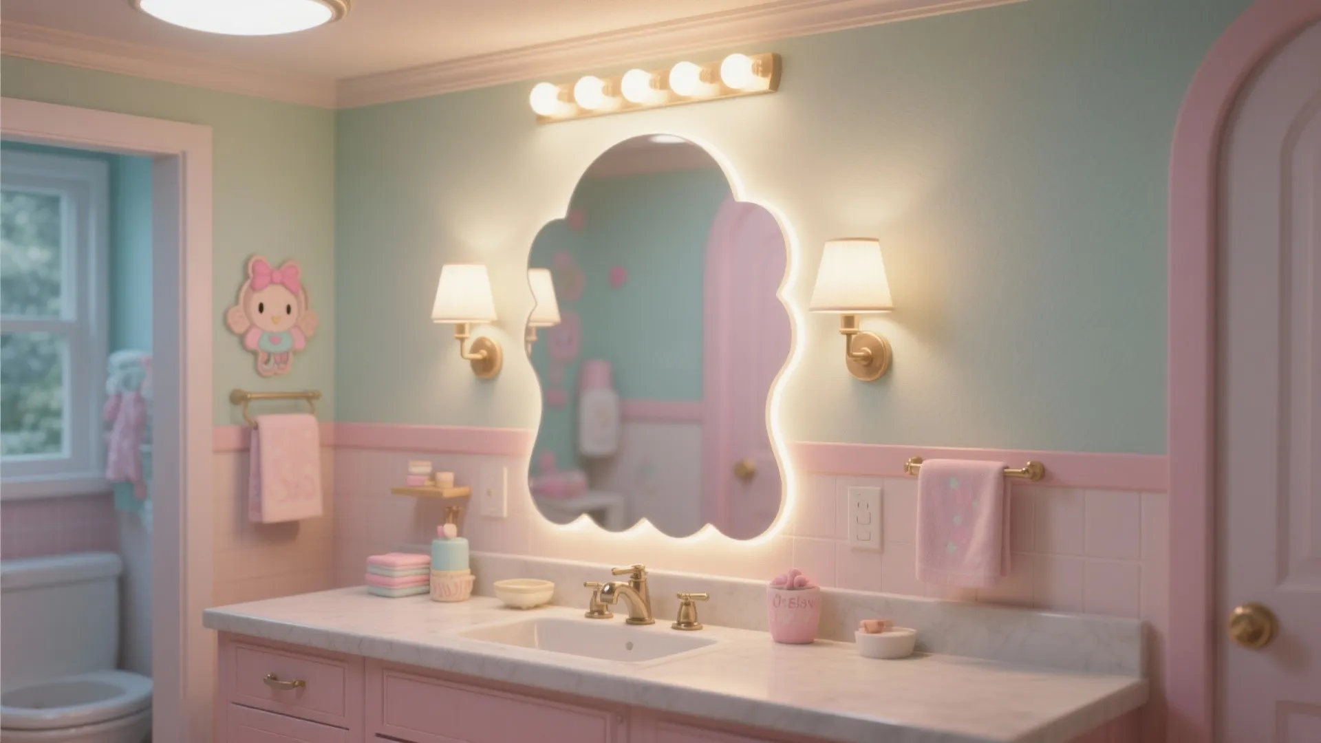 Whimsical Mirrors and Layered Lighting