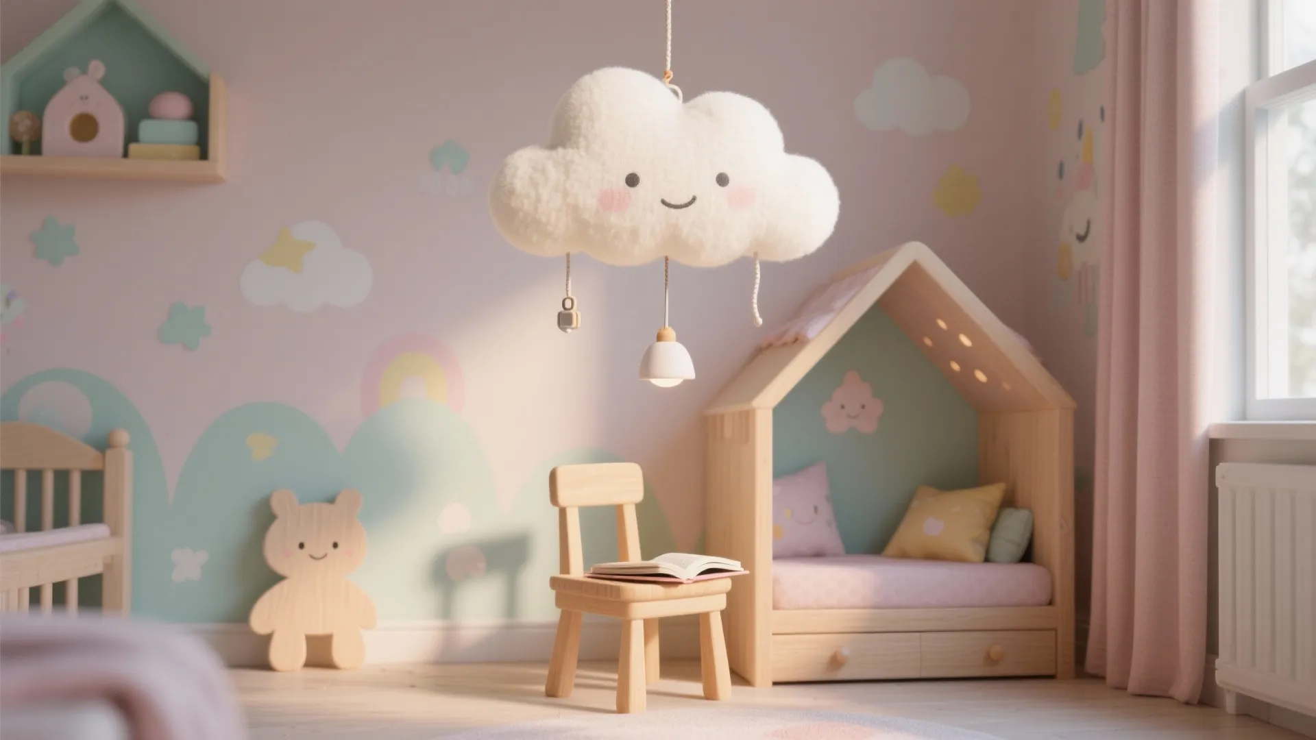 2. Whimsical pendant with safety cord and small canopy