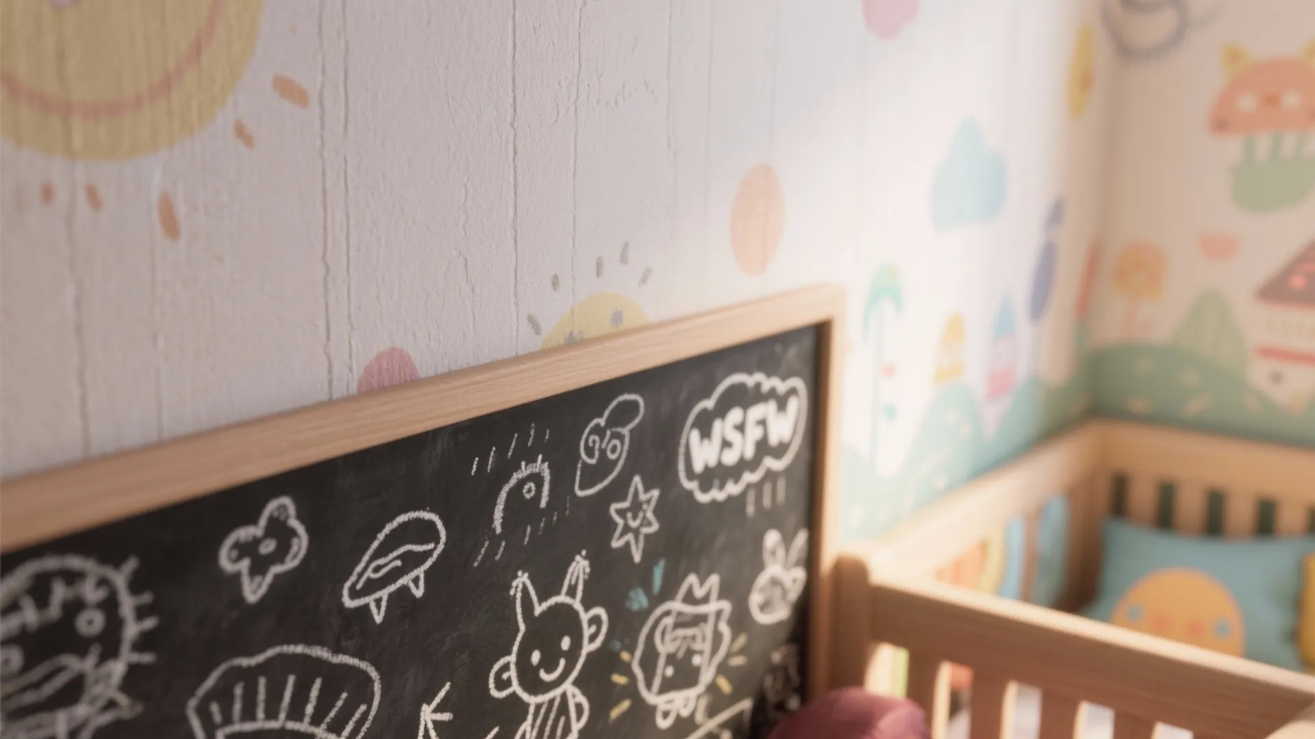 4. Whimsical wall treatments with practical finishes