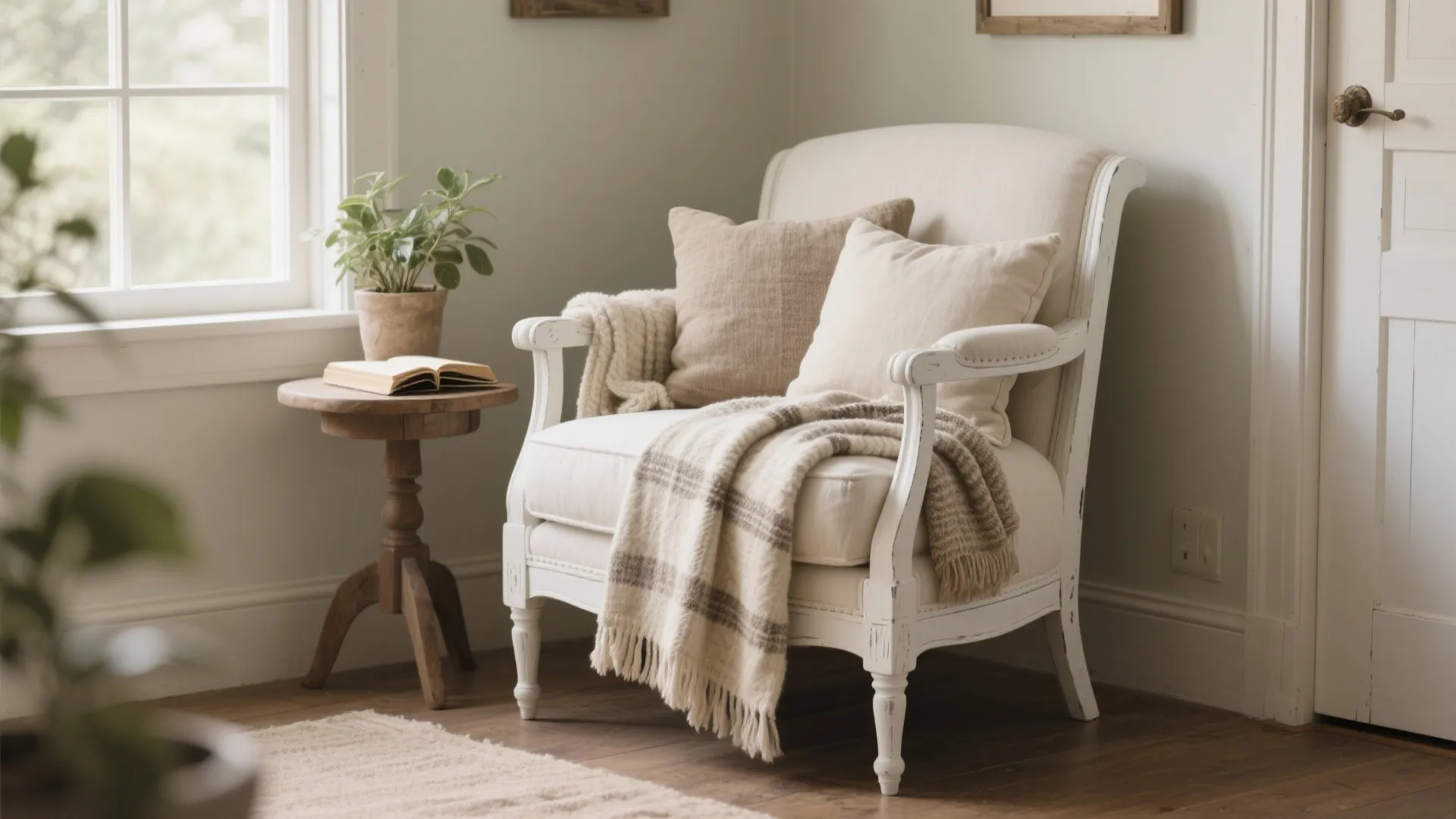 5. Farmhouse White Accent Chair